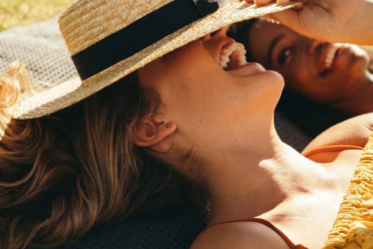 Two women relaxing outdoors